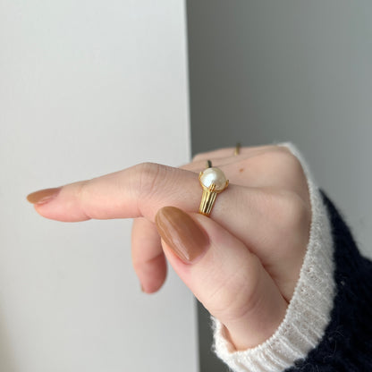 [ vintage pearl ] croissant gold