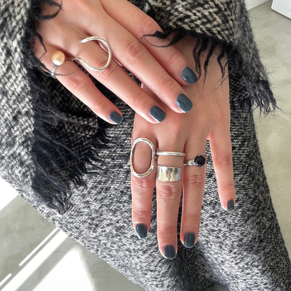 [ blue gold stone ]  croissant silver