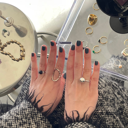 [ blue gold stone ]  croissant silver