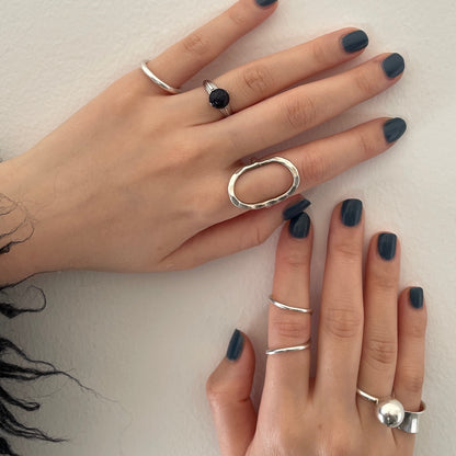 [ blue gold stone ]  croissant silver