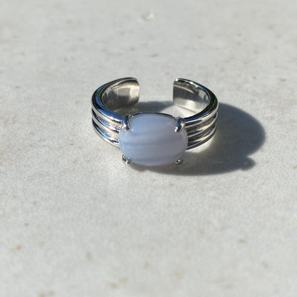 [ blue lace agate ] trois silver