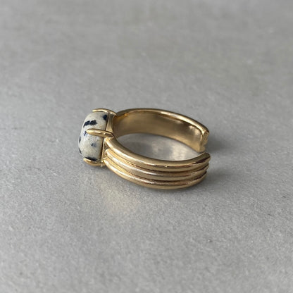 [ dalmatian jasper ]  trois gold
