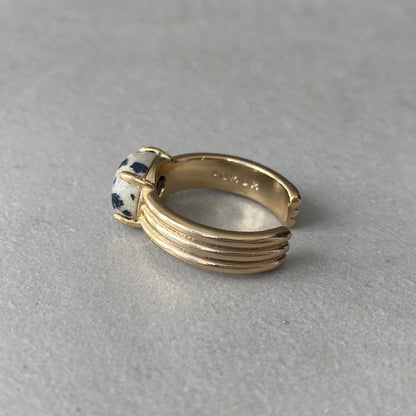 [ dalmatian jasper ]  trois gold