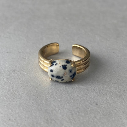 [ dalmatian jasper ]  trois gold