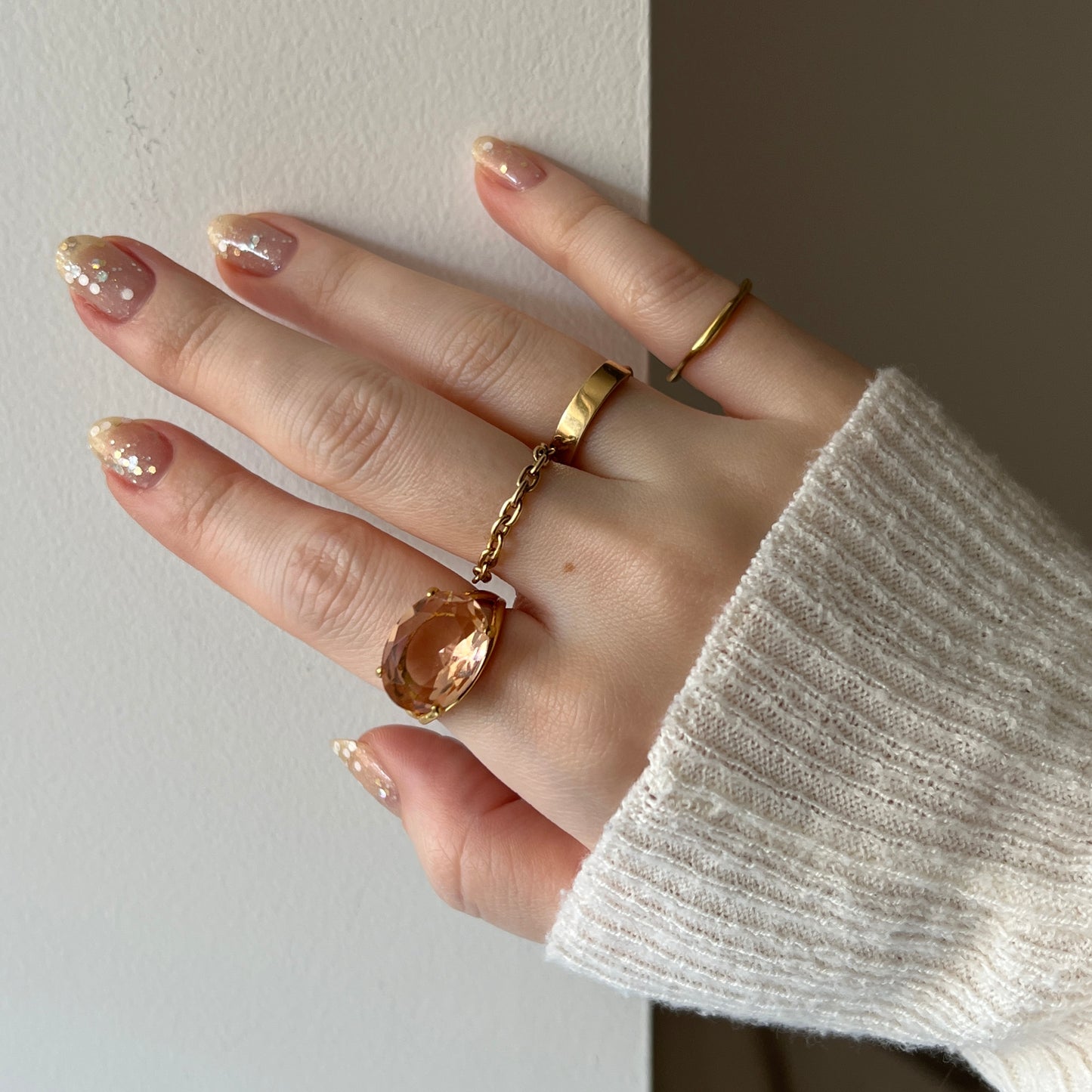 [ peach glass stone ] reine gold