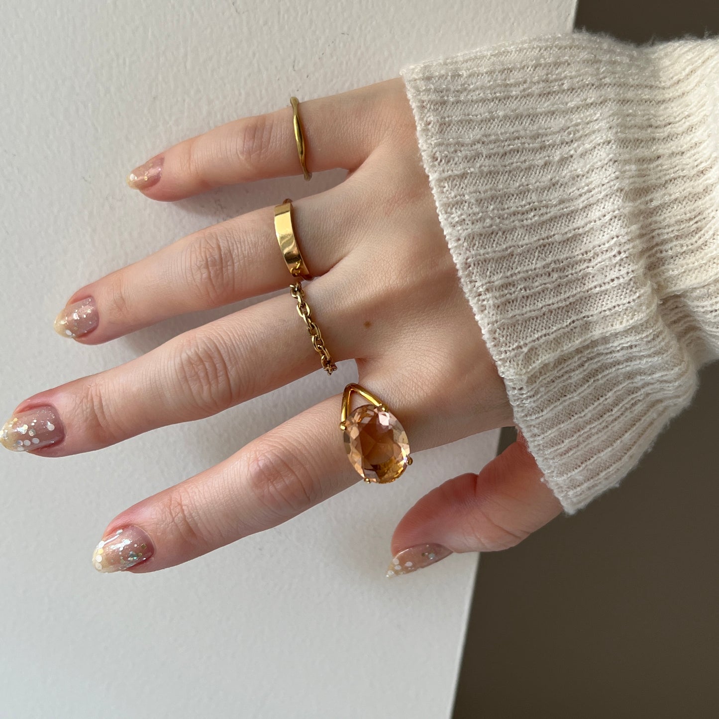 [ peach glass stone ] reine gold