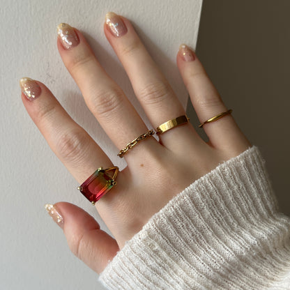 [ bicolor tourmaline WATERMELON ] reine gold - rectangle