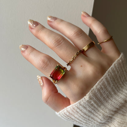 [ bicolor tourmaline WATERMELON ] reine gold - rectangle