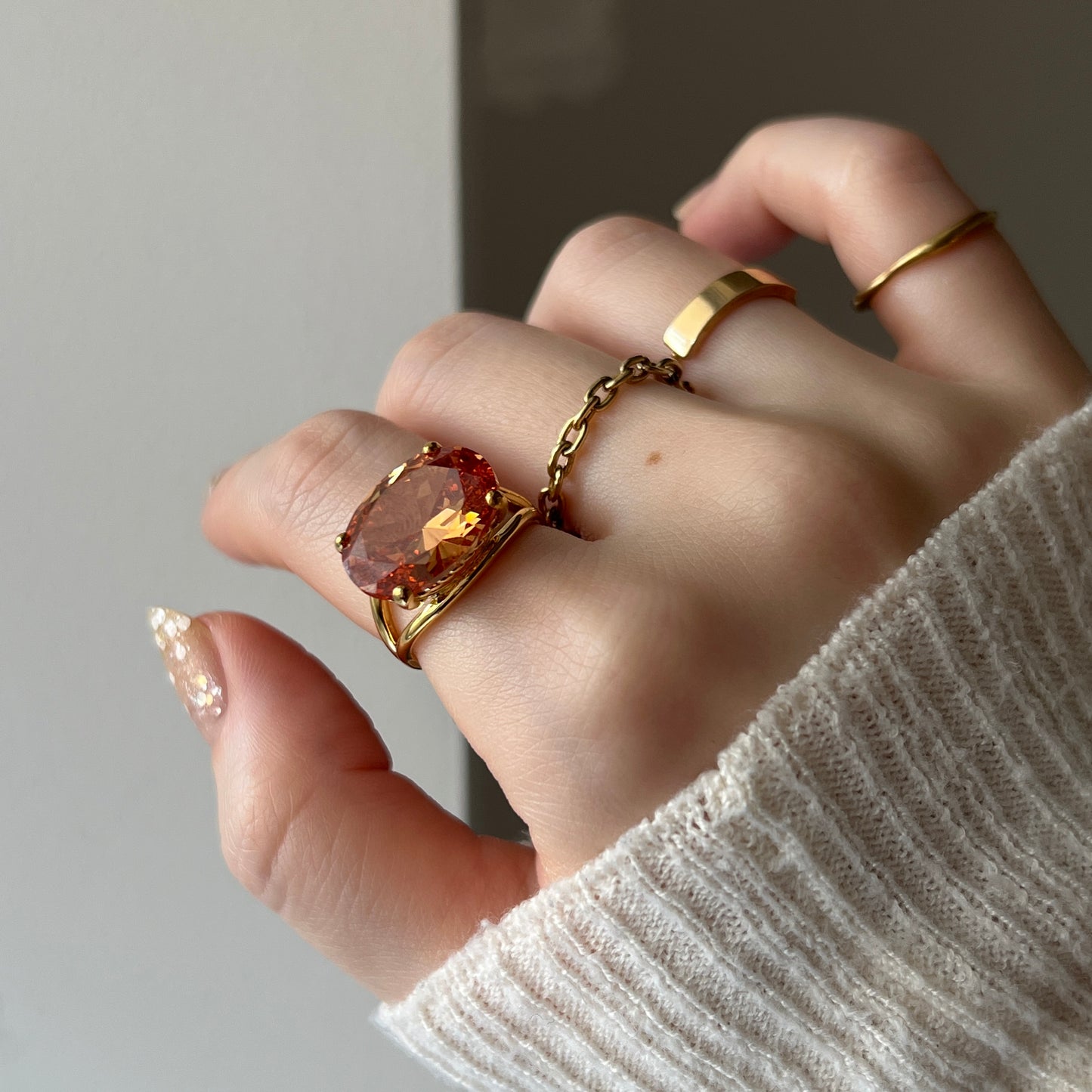 [ peach glass stone ] reine gold