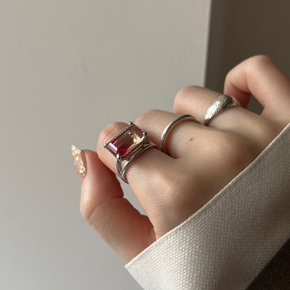 [ bicolor tourmaline UME ] reine silver - rectangle