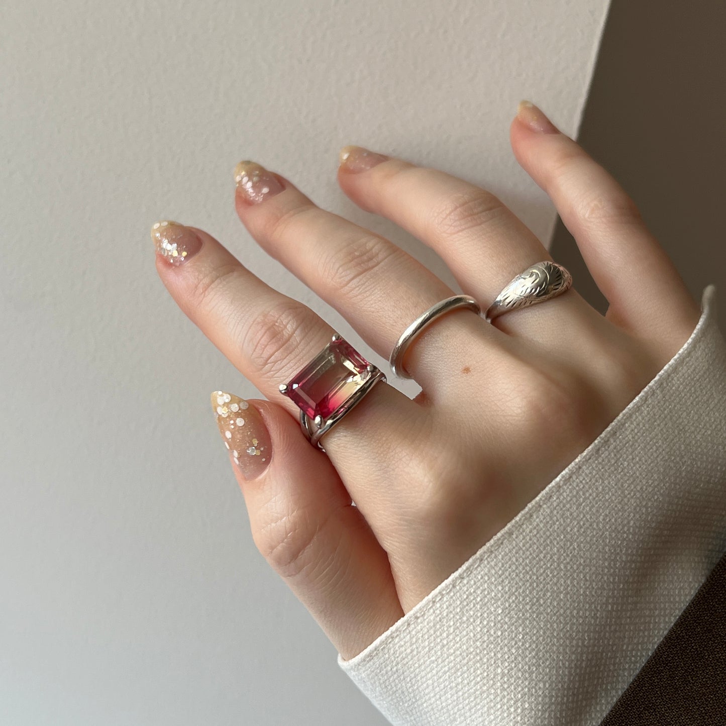 [ bicolor tourmaline UME ] reine gold - rectangle