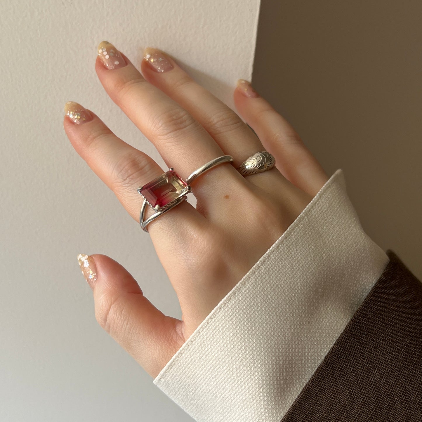 [ bicolor tourmaline UME ] reine gold - rectangle