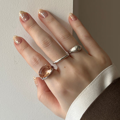 [ peach glass stone ] reine silver