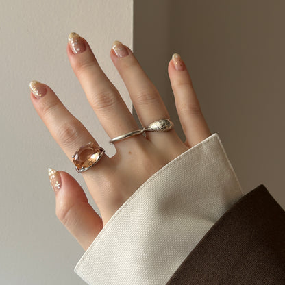 [ peach glass stone ] reine silver