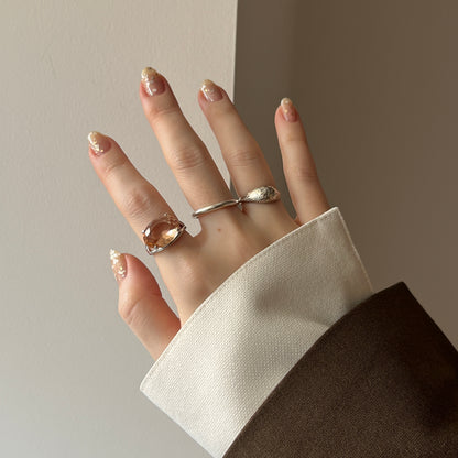 [ peach glass stone ] reine silver