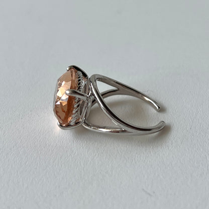 [ peach glass stone ] reine silver