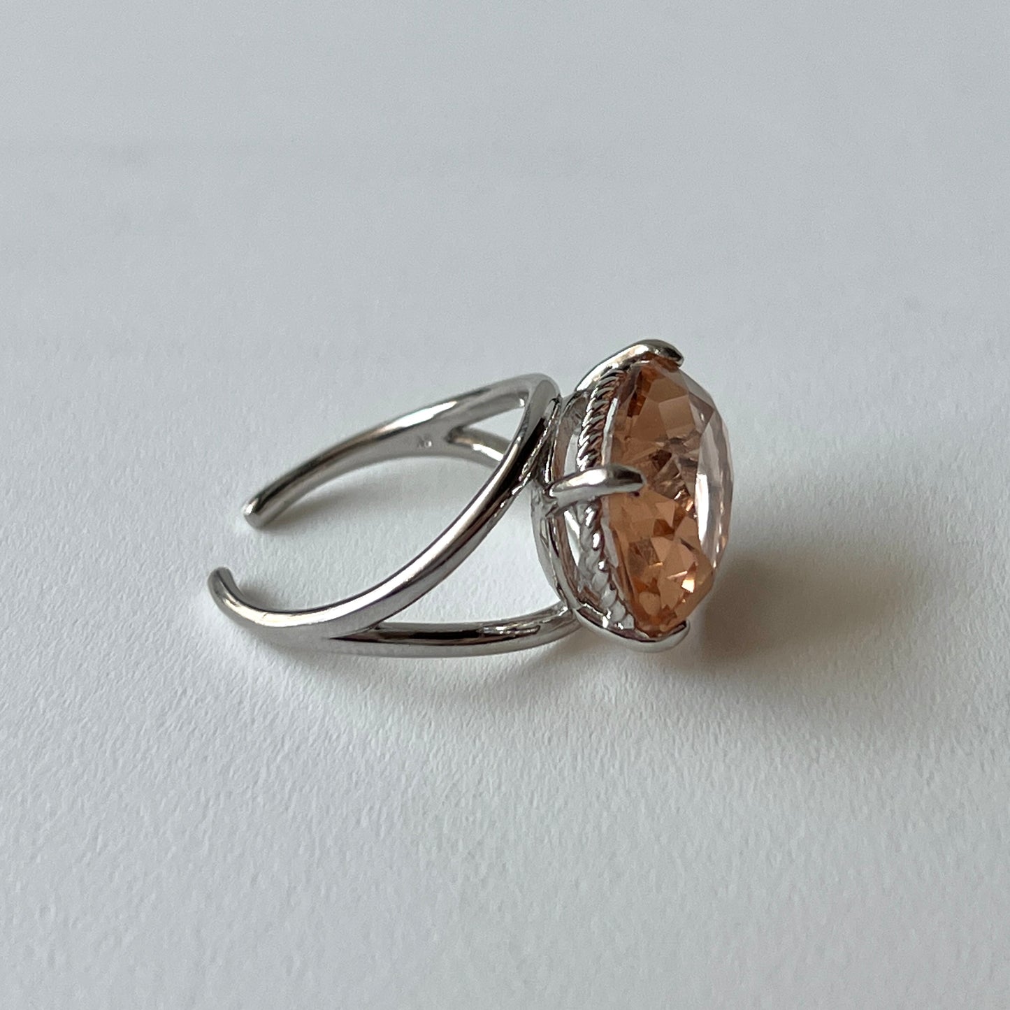[ peach glass stone ] reine silver