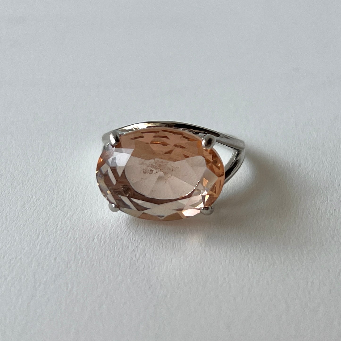 [ peach glass stone ] reine silver