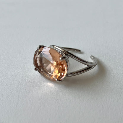 [ peach glass stone ] reine silver