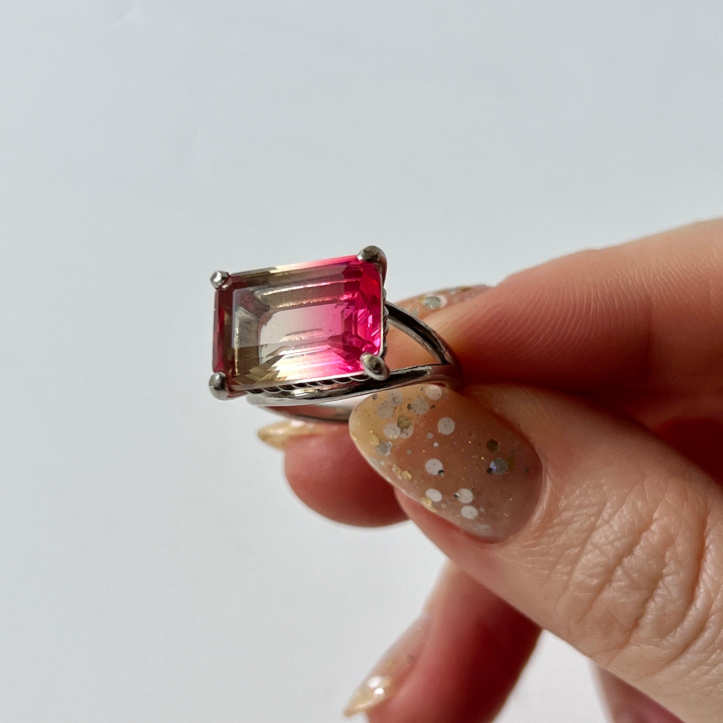 [ bicolor tourmaline UME ] reine silver - rectangle