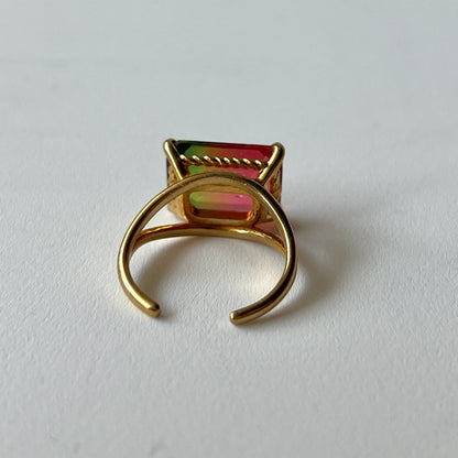 [ bicolor tourmaline WATERMELON ] reine silver - rectangle
