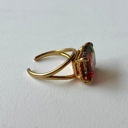 [ bicolor tourmaline WATERMELON ] reine gold - rectangle
