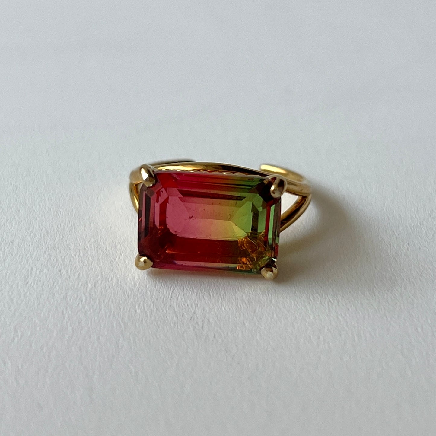 [ bicolor tourmaline WATERMELON ] reine gold - rectangle