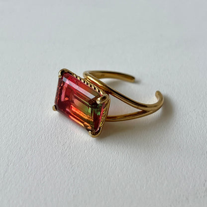 [ bicolor tourmaline WATERMELON ] reine silver - rectangle