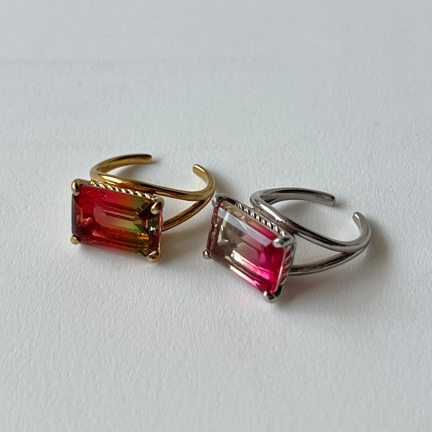 [ bicolor tourmaline UME ] reine gold - rectangle
