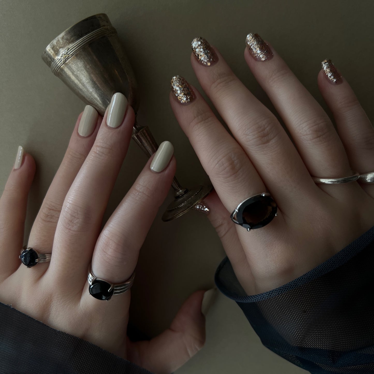 [ blue gold stone ]  croissant silver