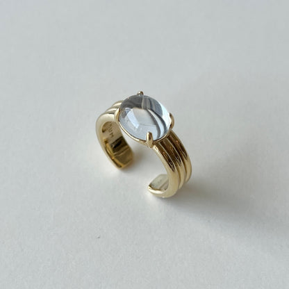 [ mirror glass stone ] trois gold