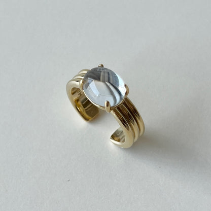 [ mirror glass stone ] trois gold