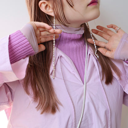 [ small aurora pink pearl ] long-length piercings