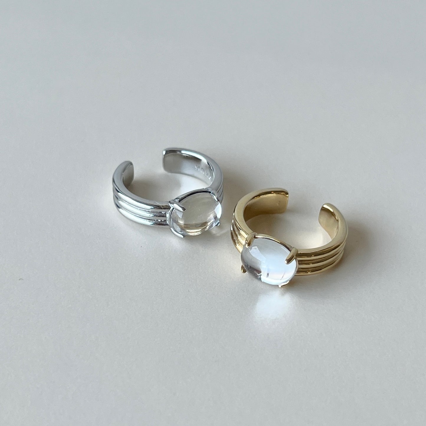 [ mirror glass stone ] trois gold