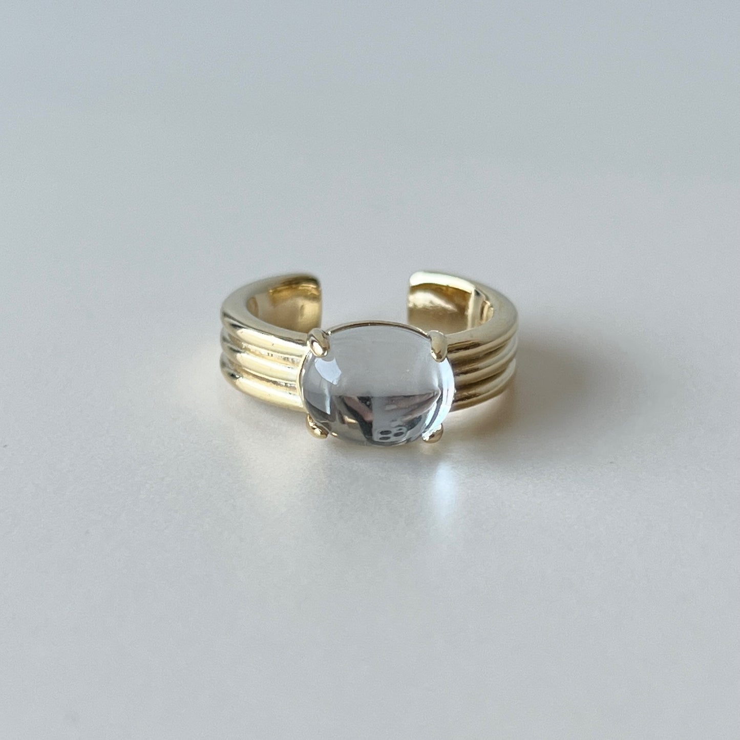 [ mirror glass stone ] trois gold