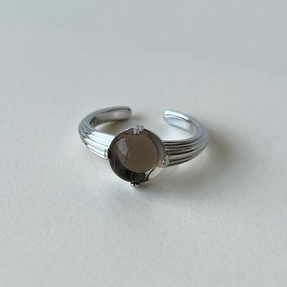 [ smoky quartz ] croissant silver