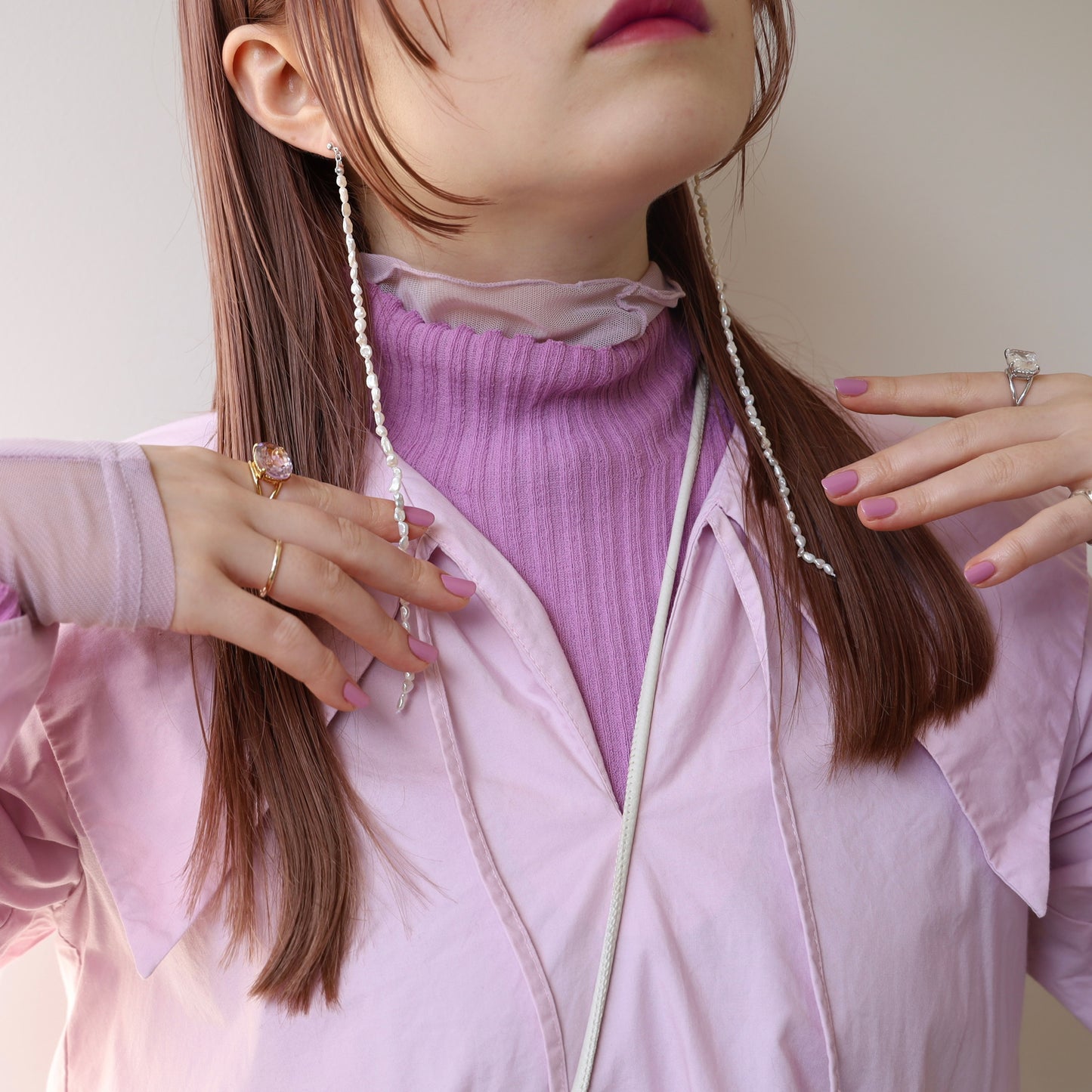 [ small aurora pearl ] long-length piercings