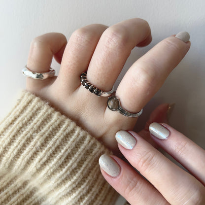 [ smoky quartz ] croissant silver