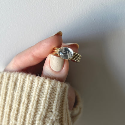 [ mirror glass stone ] trois gold