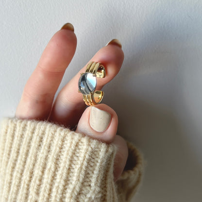 [ mirror glass stone ] trois gold