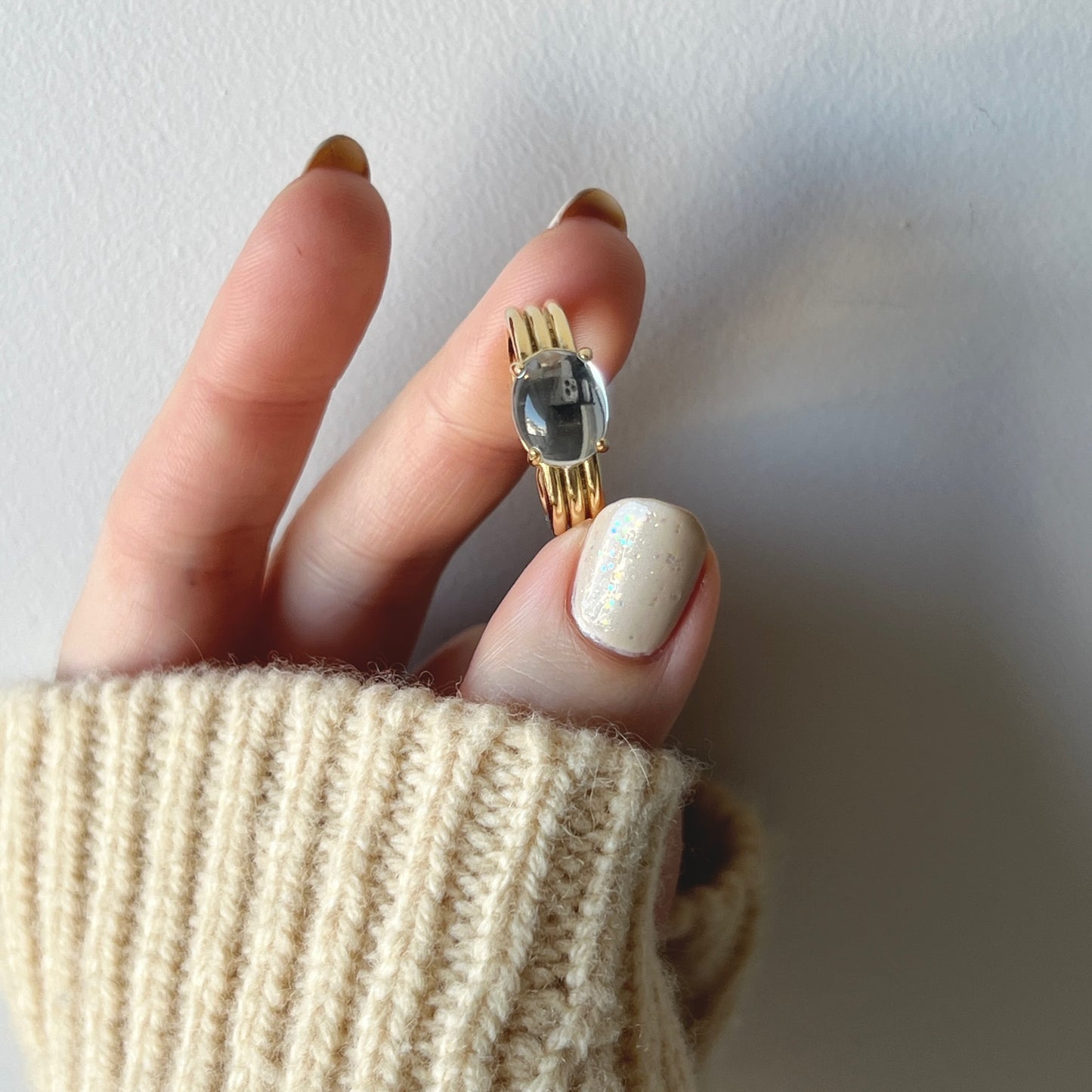 [ mirror glass stone ] trois gold