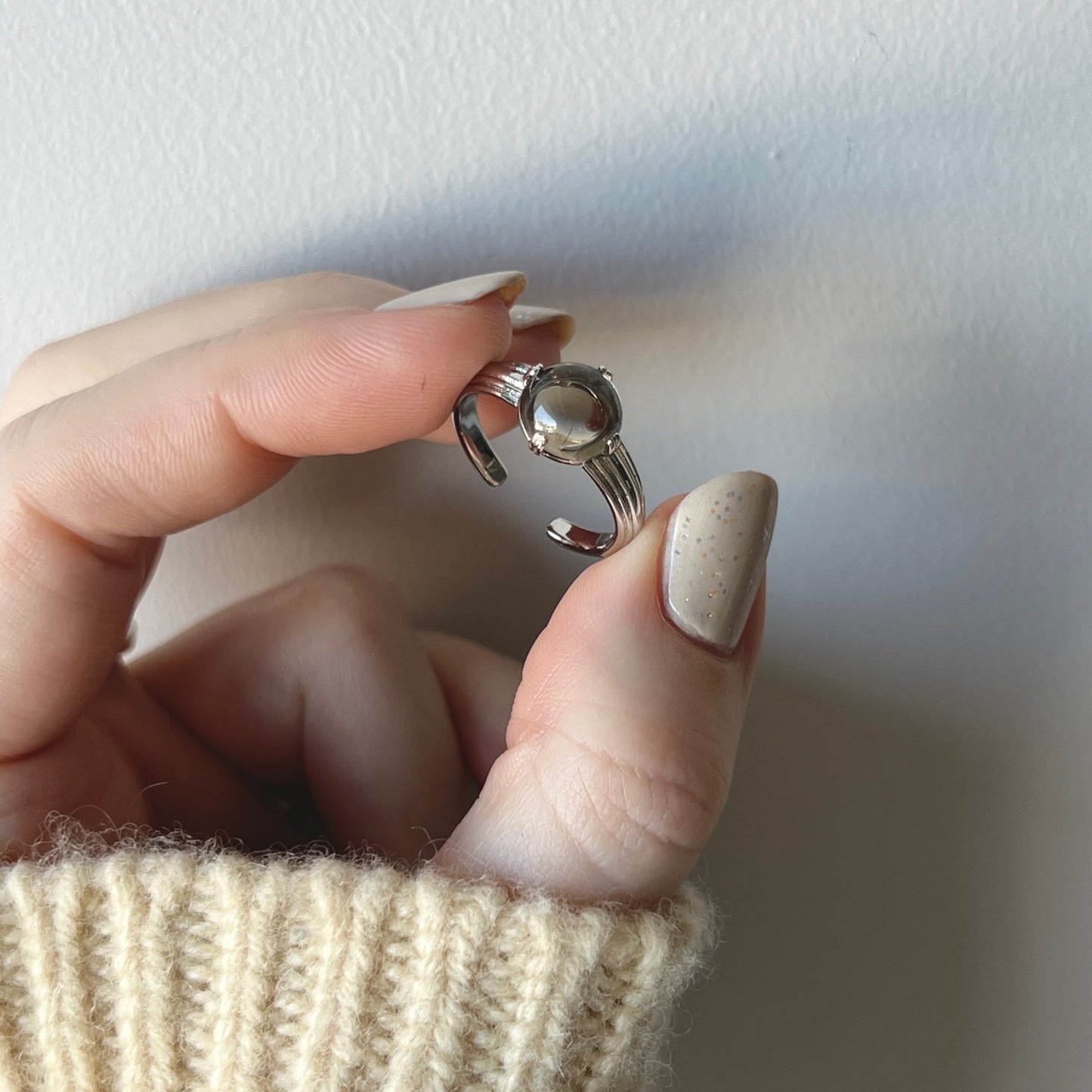 [ smoky quartz ] croissant silver