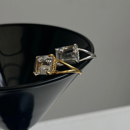 [ crystal ] reine silver - rectangle