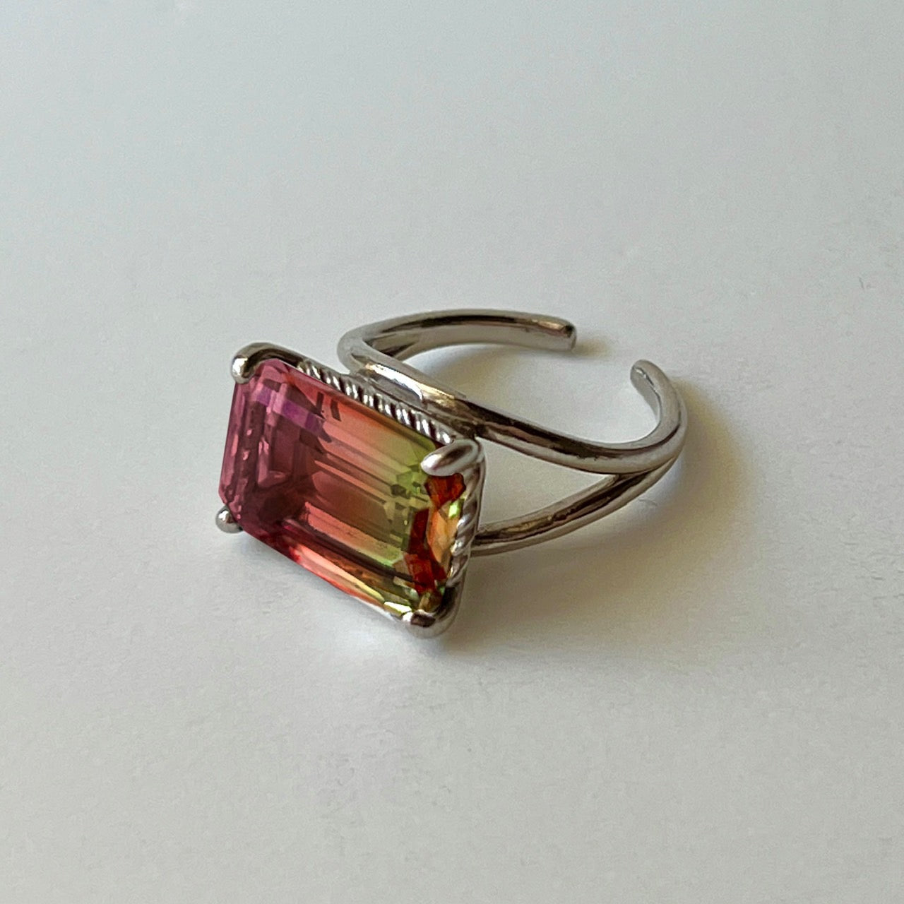 [ bicolor tourmaline WATERMELON ] reine silver - rectangle