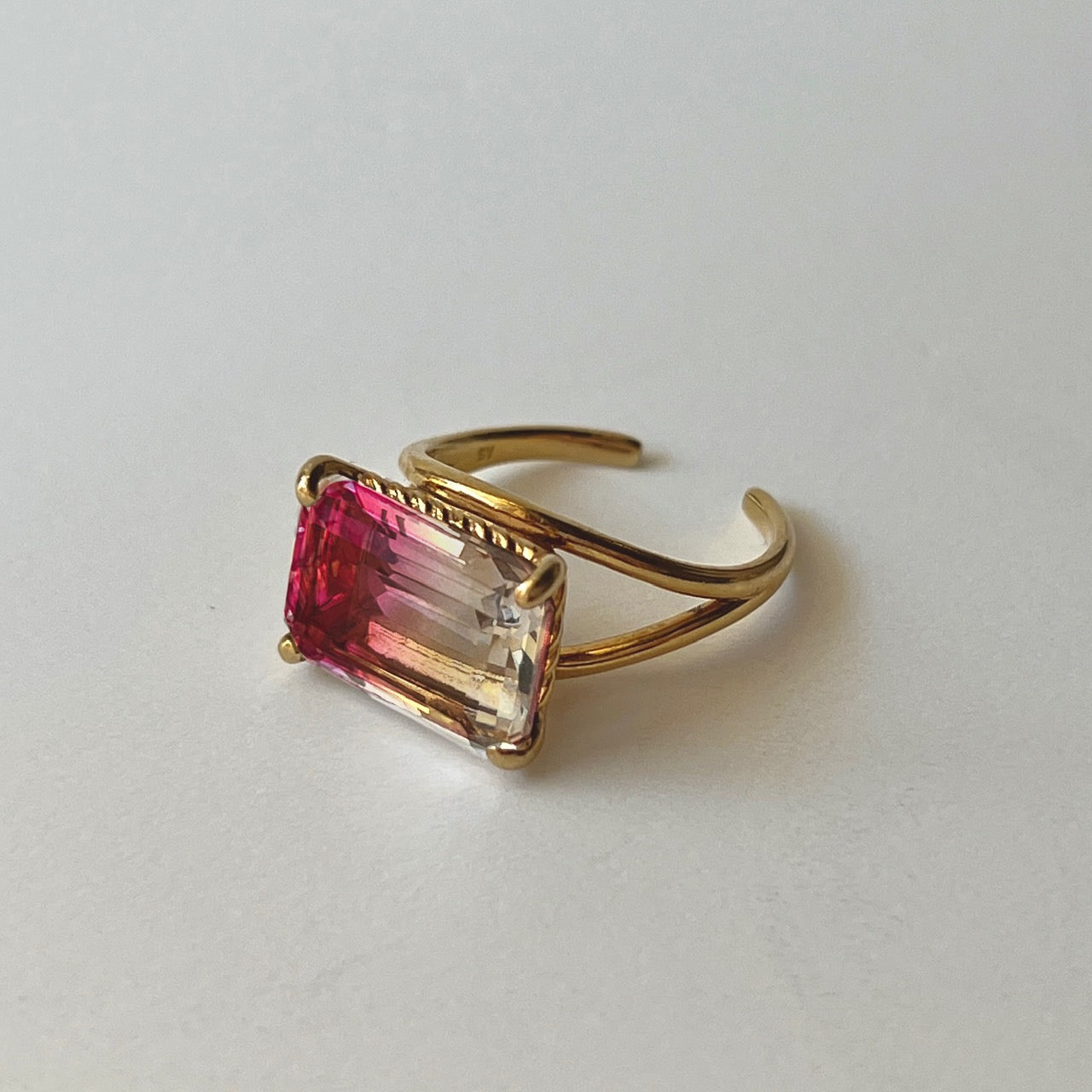 [ bicolor tourmaline UME ] reine gold - rectangle