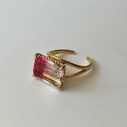 [ bicolor tourmaline UME ] reine gold - rectangle