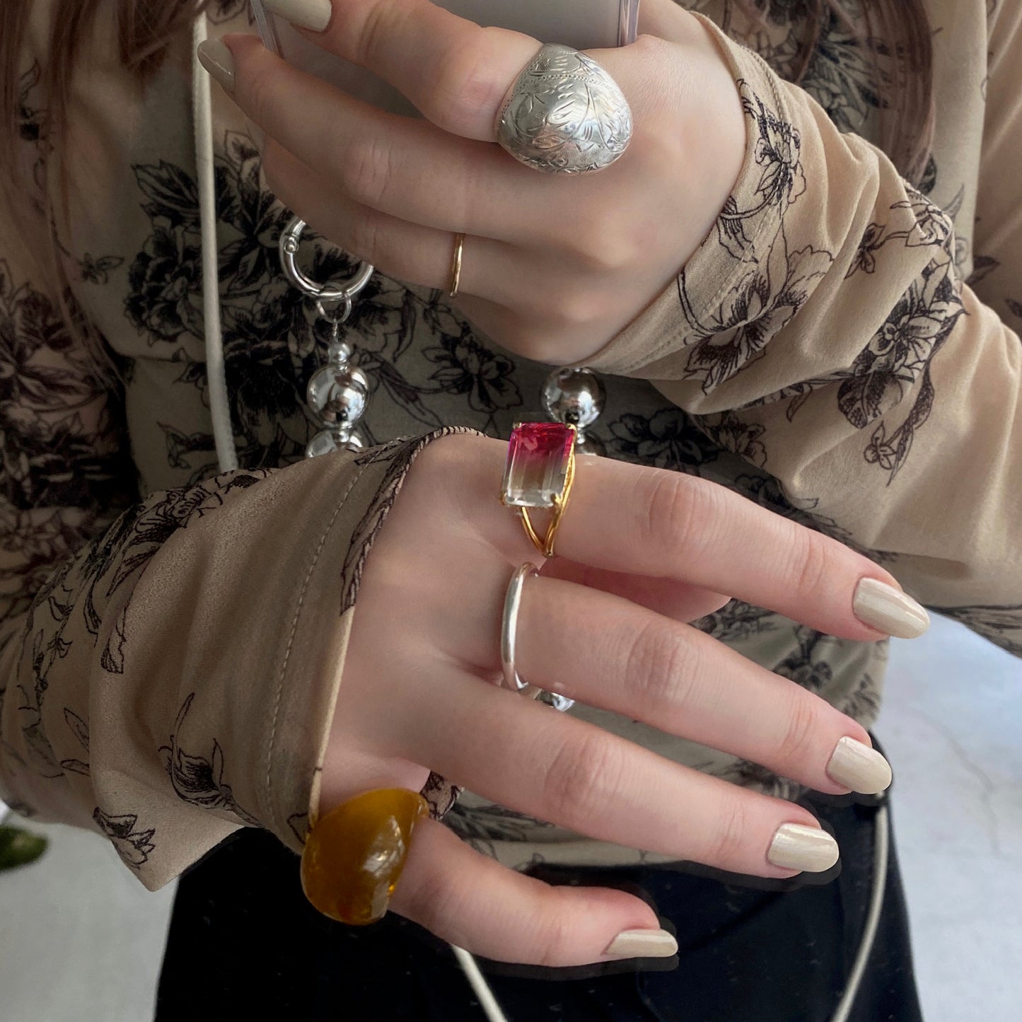 [ bicolor tourmaline UME ] reine gold - rectangle