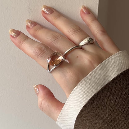 [ peach glass stone ] reine silver
