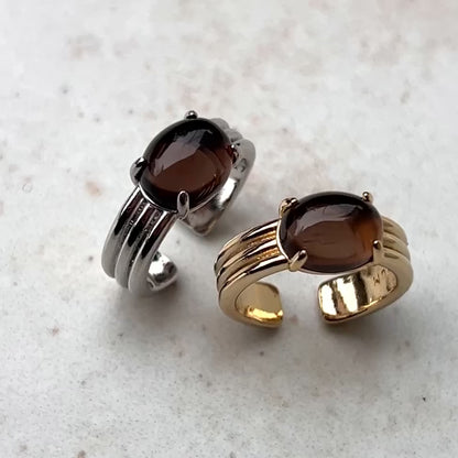 [ smoky quartz ] trois gold