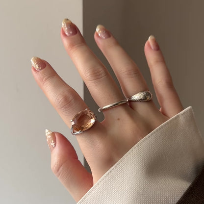 [ peach glass stone ] reine silver